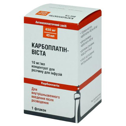 Світлина Карбоплатін-Віста концентрат для розчину для інфузій 450 мг флакон 45 мл